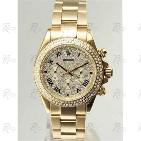 gold strass rolex